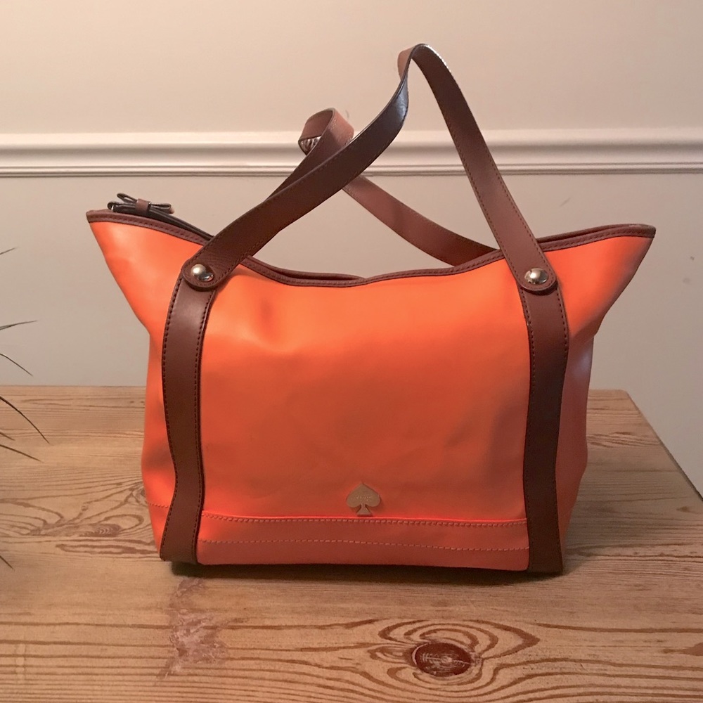 Kate Spade Neon Orange Leather Tote